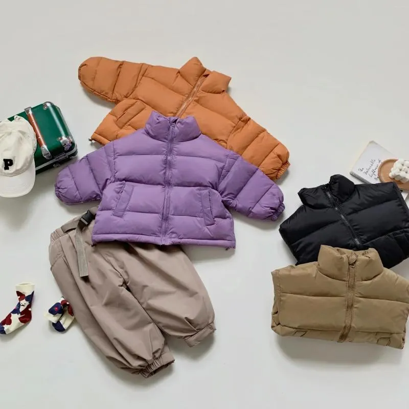 Manteau en duvet ZHIO vêtements d'hiver mode garçon fille bébé solide enfants décontracté épais Parkas enfant dessus chaud enfant en bas âge veste à col roulé