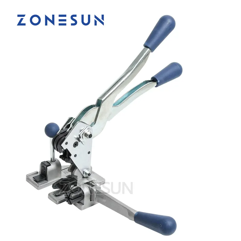 ZONESUN Outil de cerclage manuel Équipement industriel Outil d'emballage Multifonction Plastique 13mm PP Sangle d'emballage Tendeur de ceinture Cutter Ensemble d'outils à main