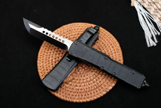 Micro Tech UTX-85 II Automatisk kniv Aluminiumlegering Handtagning Camping utomhus Taktisk strid Självförsvar Knivar EDC Pocket Knifes Wilderness Survival Tool