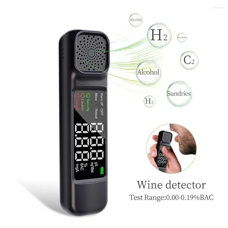 Alcoholtester Breathalyser Analyzer USB-oplaadbare detector Non-Contacting Breath Blow 10s Quick Response