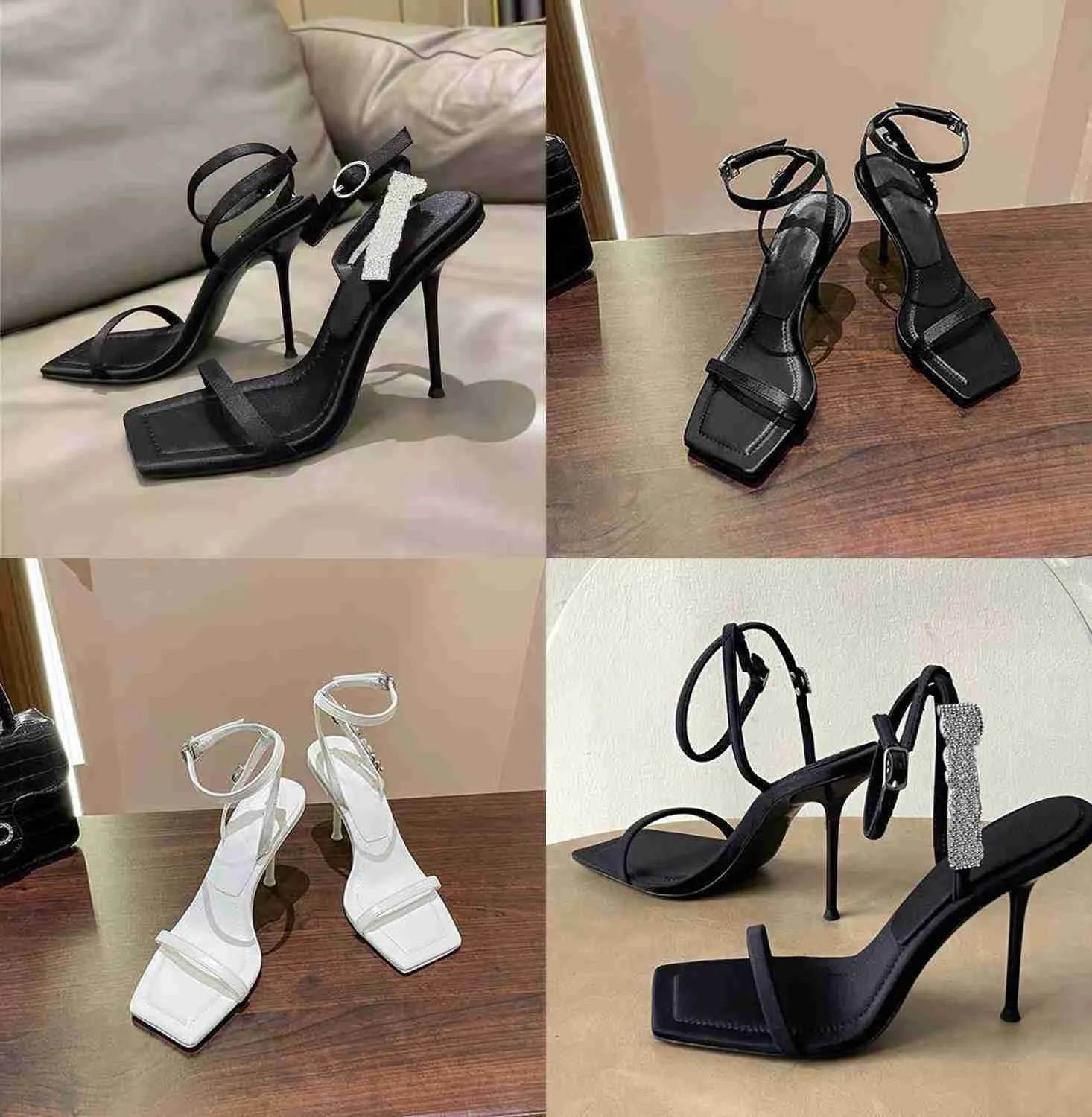 Fashion Classic Luxury Designer Sandalen Strass Stiletto Heels Sandalen Kleid Schuhe Ferse für Frauen Sommer Damen Square Head High Heels Sandalen mit Box