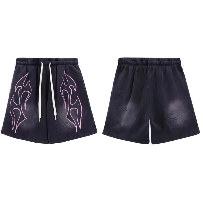 Hellstar shorts shorts designer shorts geschuimde offsetprint bloem casual losse shorts trekkoord metalen knop sport korte broek maat S-XL