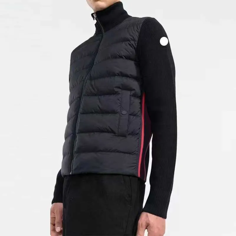 Men's Down Parkas 2023 New Edge Letter Design Jacket Autumn Winter Arm Badge Knitted Designer Stand Up Collar Coat Size S--xxl Vwx4
