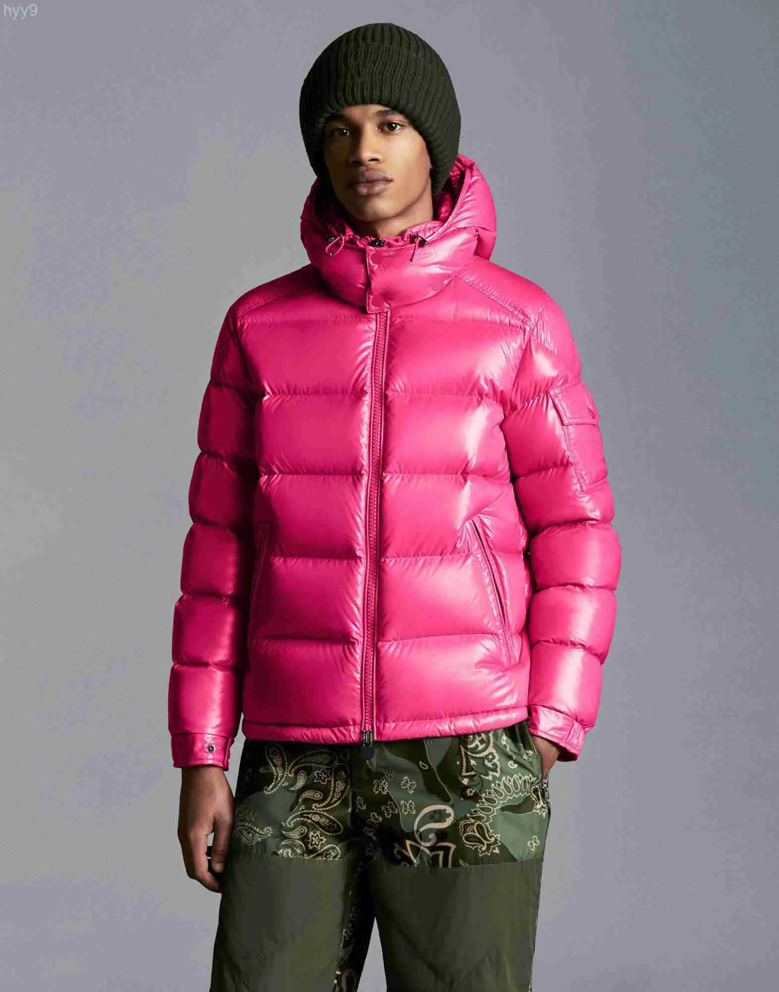 Herrarna ner parkas designer rosa puffer jacka vinter varm cardigan kappa vadderat mode franska varumärkesficka blixtlås dekoration avtagbar H111