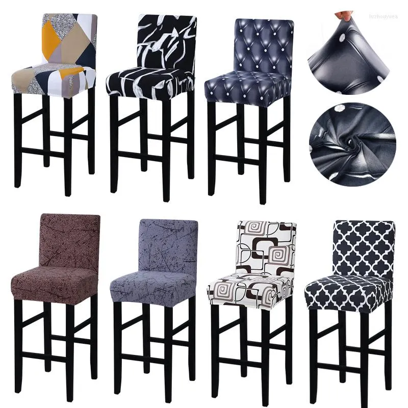 Chair Covers 1/2/4/6pieces Elastic Cover For Bar Stool Short Back Dining Room Slipcover Spandex Stretch Case Chairs Banquet