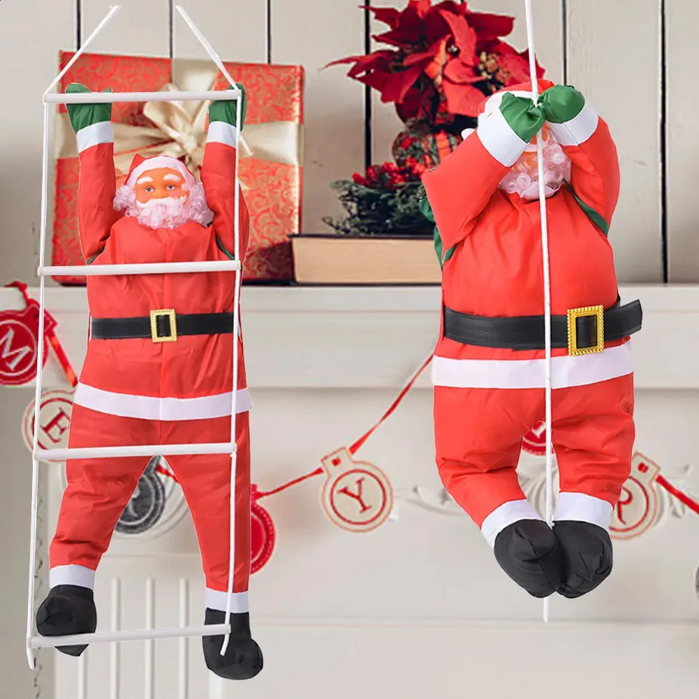 Juldekorationer 60 cm klättringslege Stege Santa Claus Hanging Doll Tree Ornament Outdoor Pendant 231109