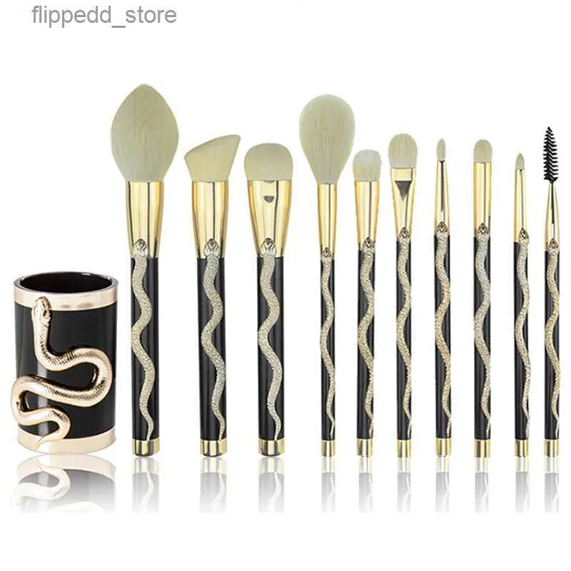 Makeup Brushes 10 PCS 3D Snake Makeup Brushes Set Cosmetic Beauty Powder Brush Concealer Eye Shadow Complete Makeup Kit Beauty Tools Q231110