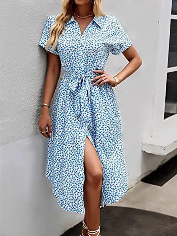 green dress 18 Green Ditsy-Print Midi Dress – Ro&Zo main image 0