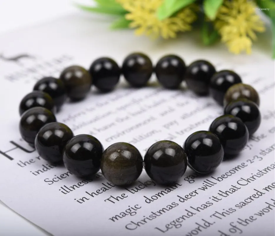 Strand retro Natural Obsidian Bead String Elastische Bracelet beroemde punk unieke herenjuwelen