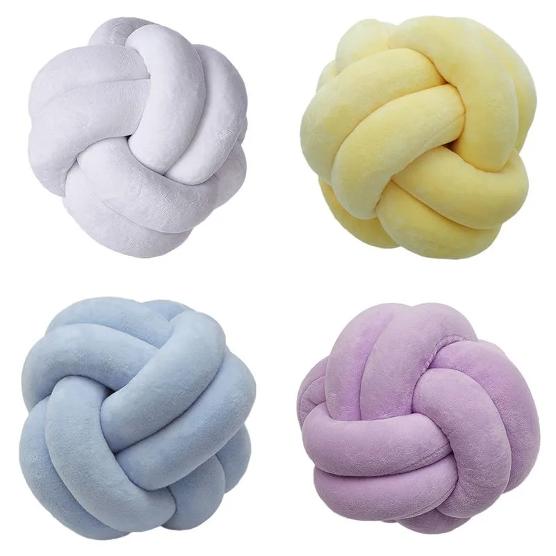 Pillow /Decorative Knotted Plush Ball Design Round Throw Waist Back S Home Sofa Bed Decoration Dolls Toys For Kids S/M Top