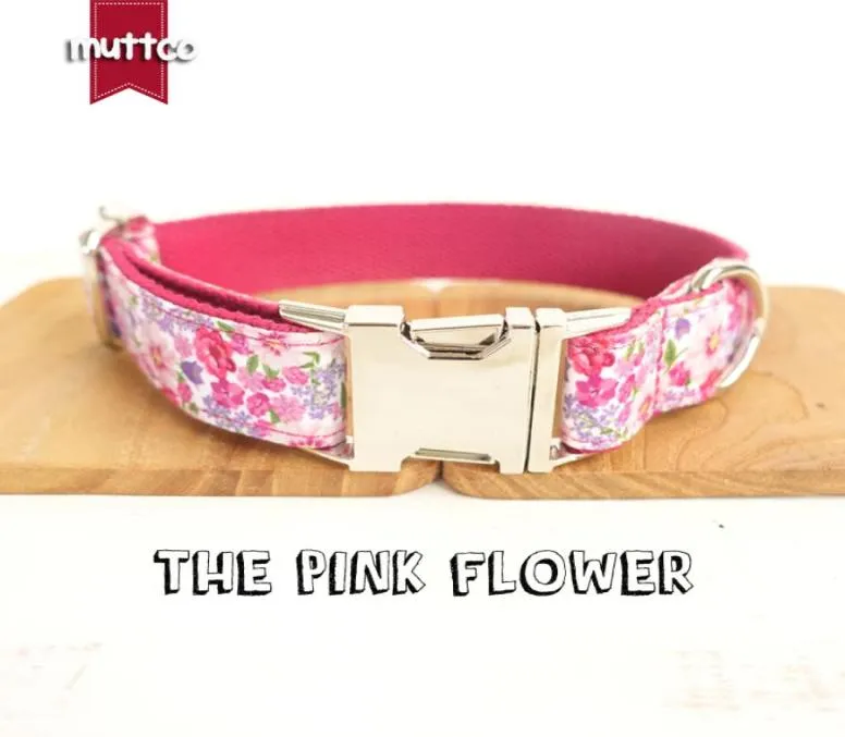 MUTTCO vendita al dettaglio particolare collare colorato fatto a mano THE PINK FLOWER collari e guinzagli per cani lucidi alla moda 5 taglie UDC04867039909897