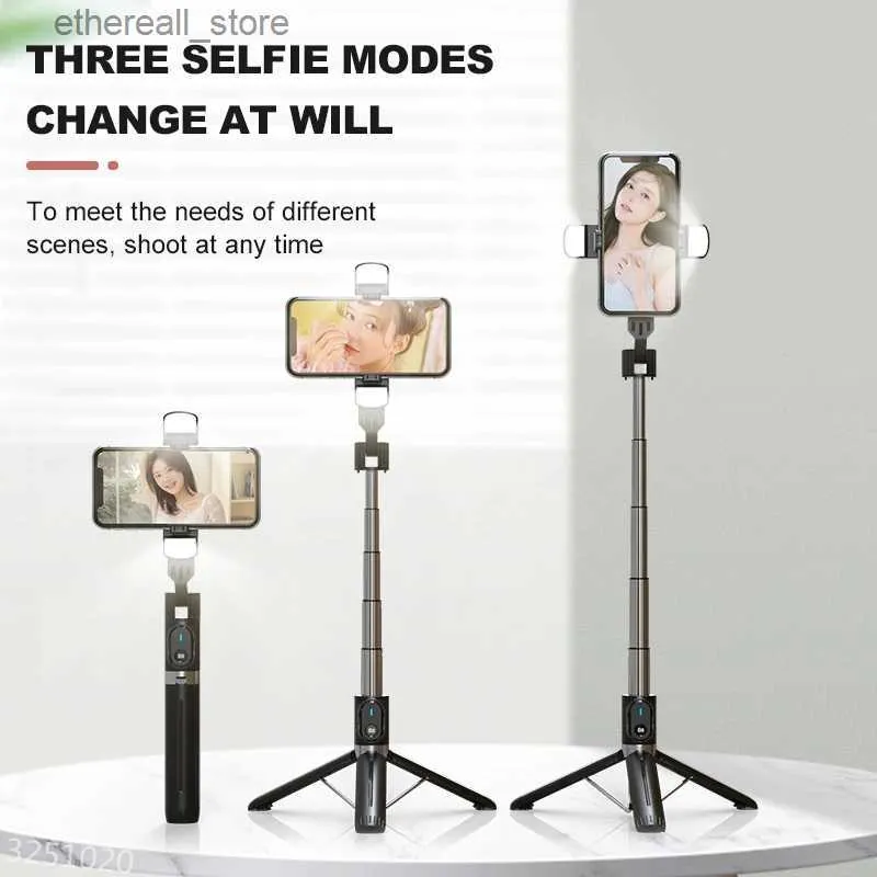 Selfie Monopods FGCLSY 2022 New Aluminum Wireless Bluetooth Selfie Stick with Fill Light Portable Mini Tripod Remote Control Takeing Photo Q231110