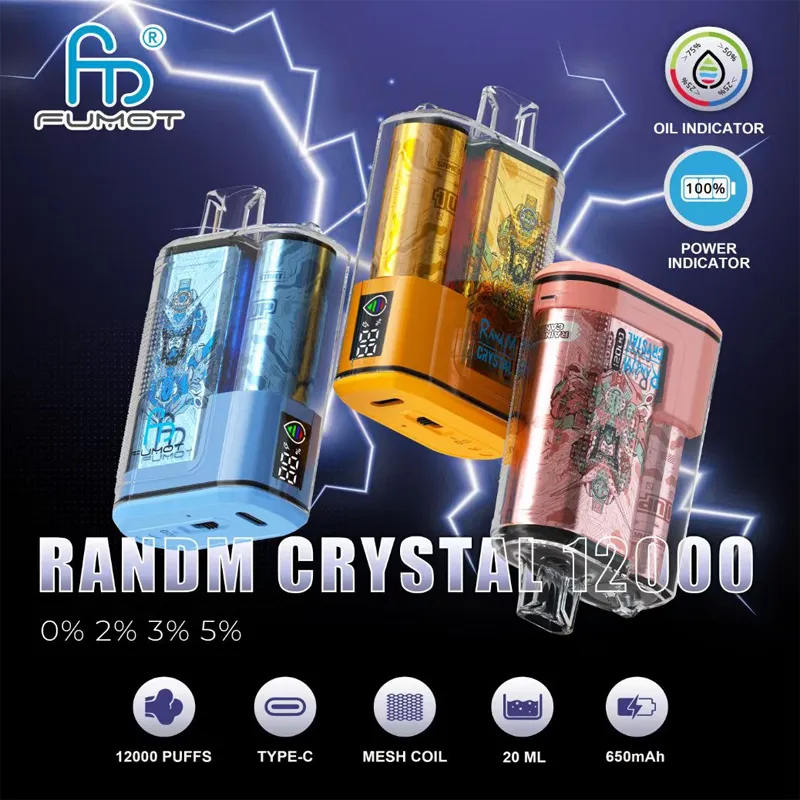 Original Randm Crystal 12000 Puffs Disposable Vape E Cigarettes 0 2 5 20ml Prefilled Pod Mesh