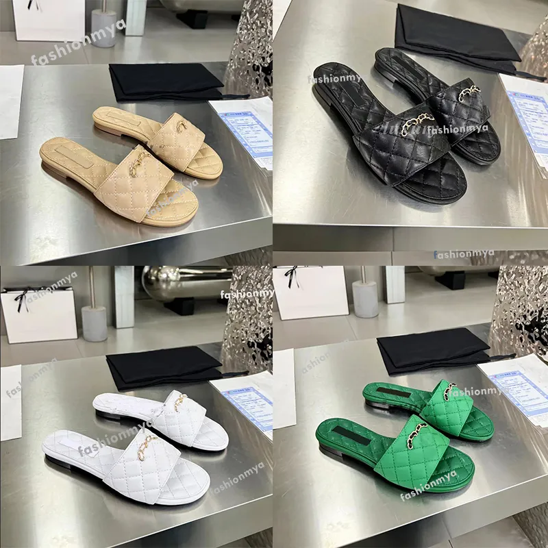 Designer tofflor kvinnor diamant toffel kalvskinn glidplattform sandaler skum glider klassiska sommarstrand flip flops size35-41