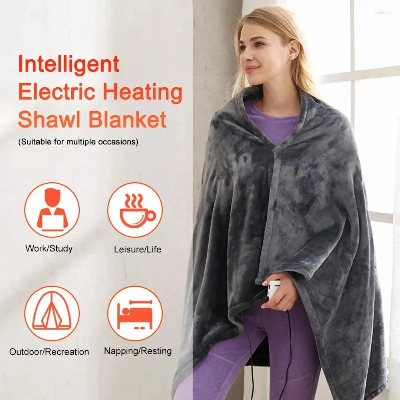 Scarves USB Charging Heated Blanket Shawl Coral Velvet Throw Fast Heating 9 Areas For Outdoor Home Office