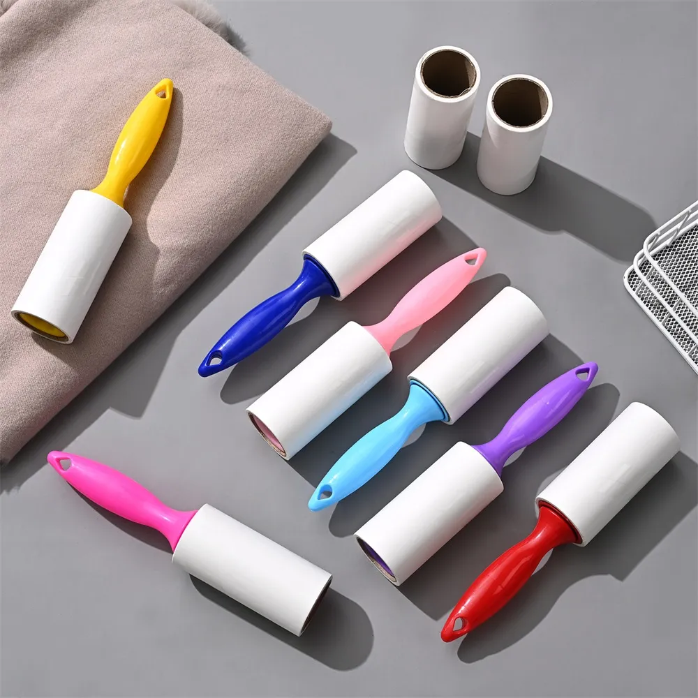 100pcs / lot Ménage Sticky Lint Roller Brush Vêtements et Pet Lint Removal Brush Brush Remplacement Rolling Paper Peel-Off Sticky Lint Remover