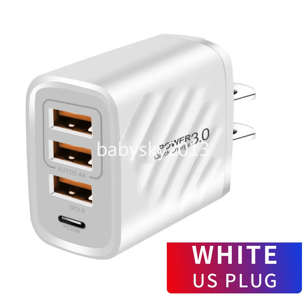 4 USB-Anschlüsse PD USB-C Typ C Wandladegerät 2,4 A Netzteile für IPhone 12 13 14 Pro Samsung Huawei HTC LG B1