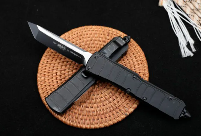 Micro Tech UTX-85 II Automatisk kniv Aluminiumlegering Handtagning Camping utomhus Taktisk strid Självförsvar Knivar EDC Pocket Knifes Wilderness Survival Tool