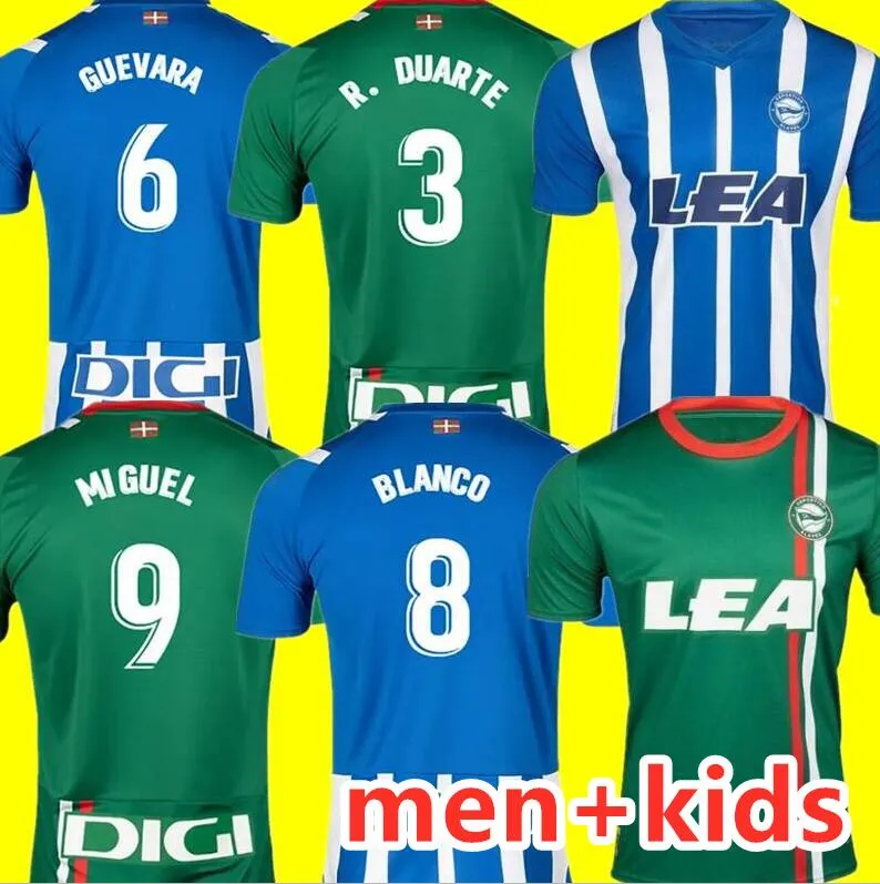 23/24 DEPORIVO ALAVES SOCTER JERSEYS 2023 2024 Lejeune Duarte Abqar Rioja Sylla de la Fuente Alkain Guridi Guidetti Men Kids Kit voetbalshirt Home Away Blue Green