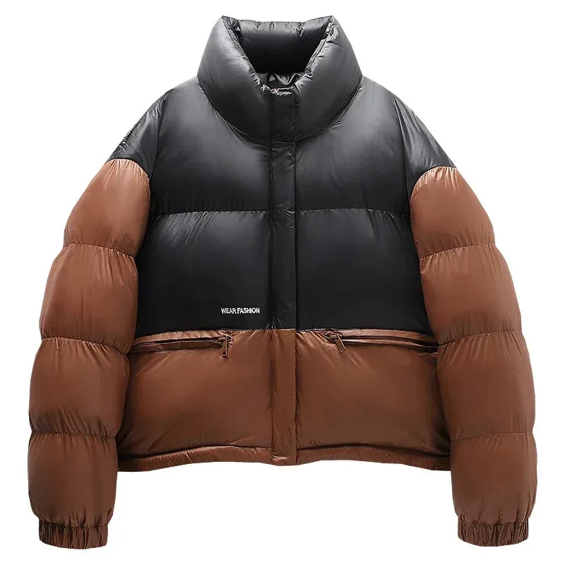 Men s Down Parkas Winter Fashion Short Jacket Men Women Patchwork Cotton Padded Jackets Thicken Casual Warm Stand Collar Loose Unisex Coat 231110