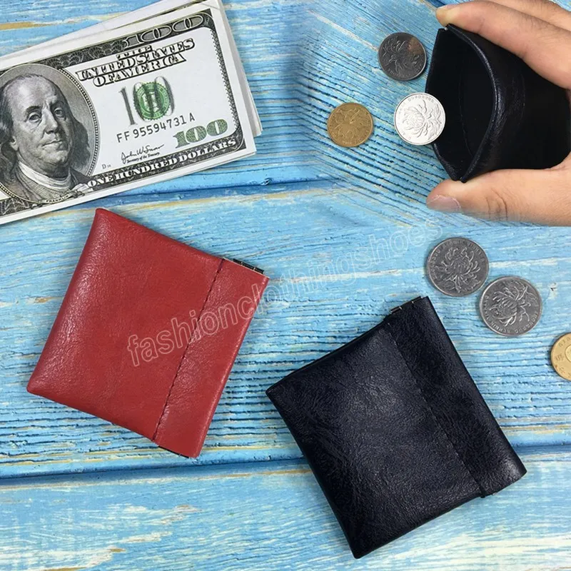 女性男性PUレザーコイン財布変更キーイヤホンヘッドフォンクレジットカードホルダーポータブル小さなミニショートウォレットバッグ