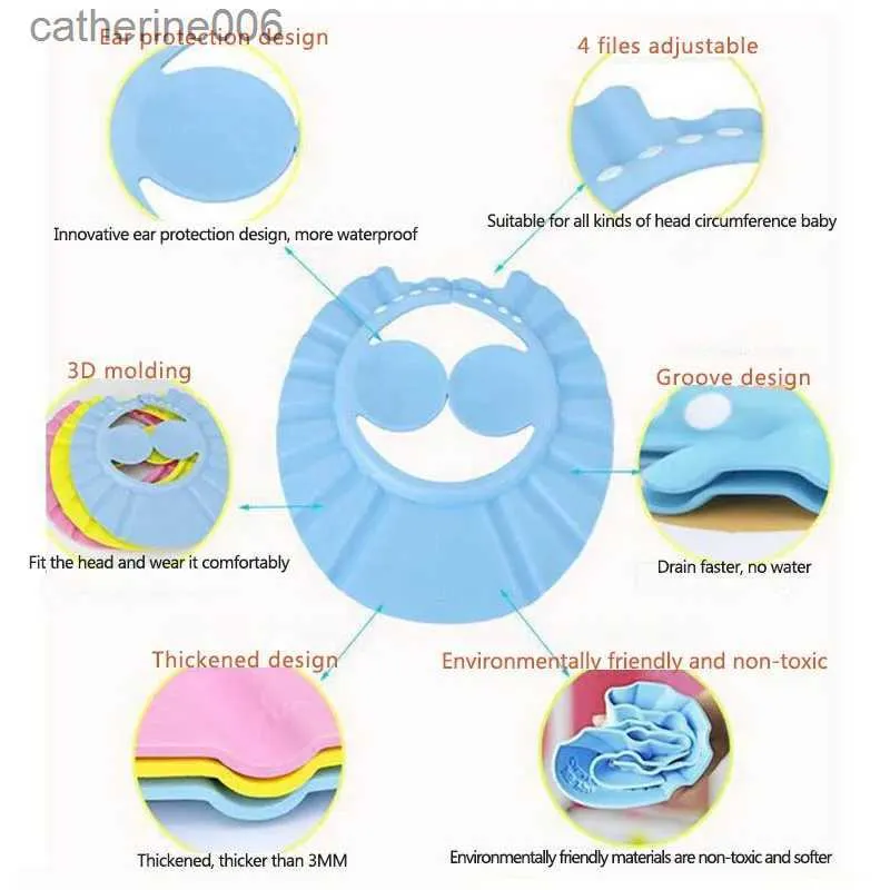 Шапочки для душа Безопасный шампунь Душ Купание Ванна Защитите мягкую шапку для мытья волос Щит для детского мытья Bebes Детская шапочка для купания Шапочка для душа KidsL231120