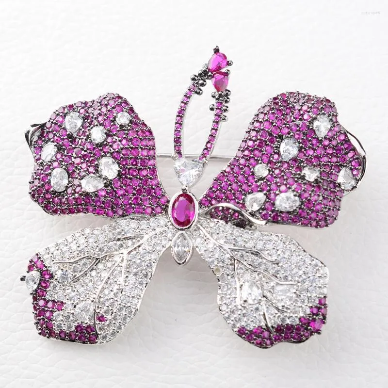 Broches Hermoso Broche De Mariposa De Moda De Circonita De Cristal Púrpura