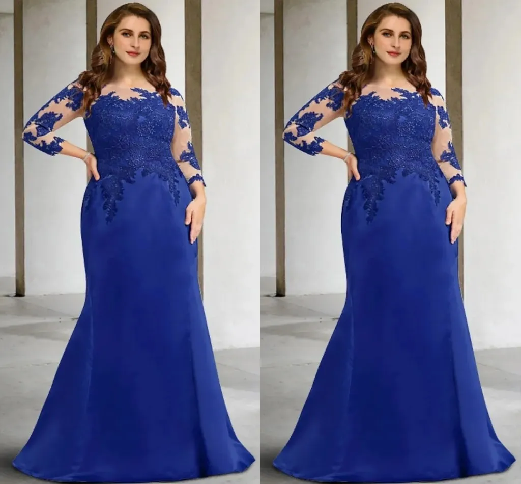 Royal Blue Mermaid Mother of the Bride Blue prom dress - Elegant Plus Size Jewel or Length Lace Applique Satin Wedding Guest Formal Gown (2024) Royal Blue Mermaid Mother of the Bride Blue prom dress - Elegant Plus Size Jewel or Length Lace Applique Satin Wedding Guest Formal Gown (2024)