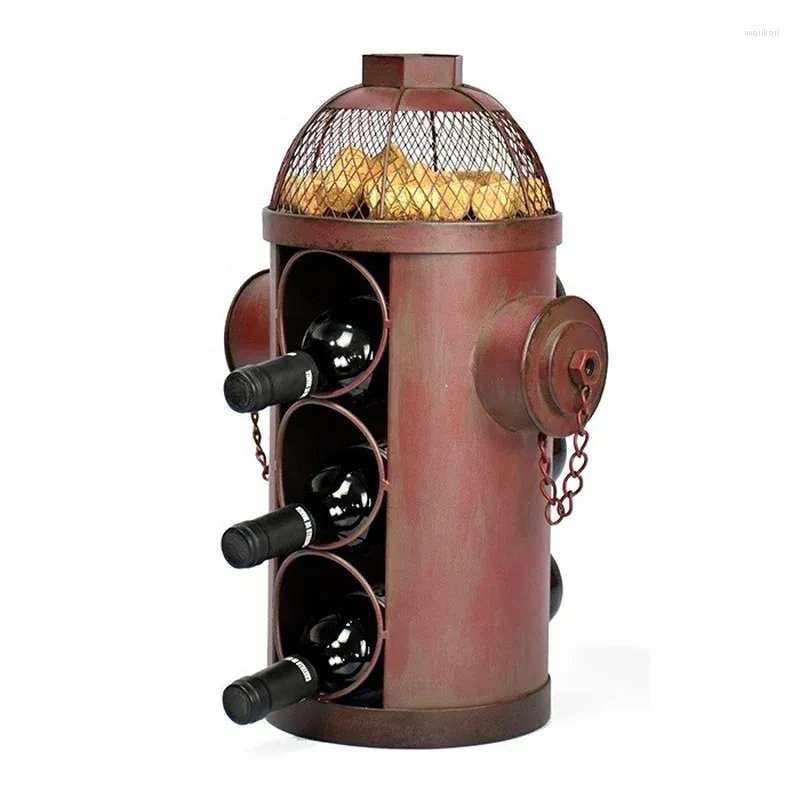 Decorative Figurines Unique Fire Hydrant Shape Wine Rack Metal Retro & Cork Holder