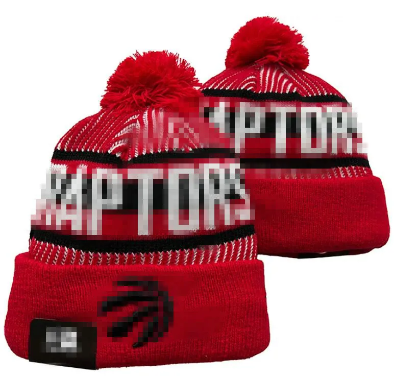 Casquettes pour hommes Toronto Beanies Raptors Beanie Hats Toutes les 32 équipes tricotées à revers avec pompon rayé en laine chaude USA College Sport Knit Hat Casquette de hockey pour femmes A2