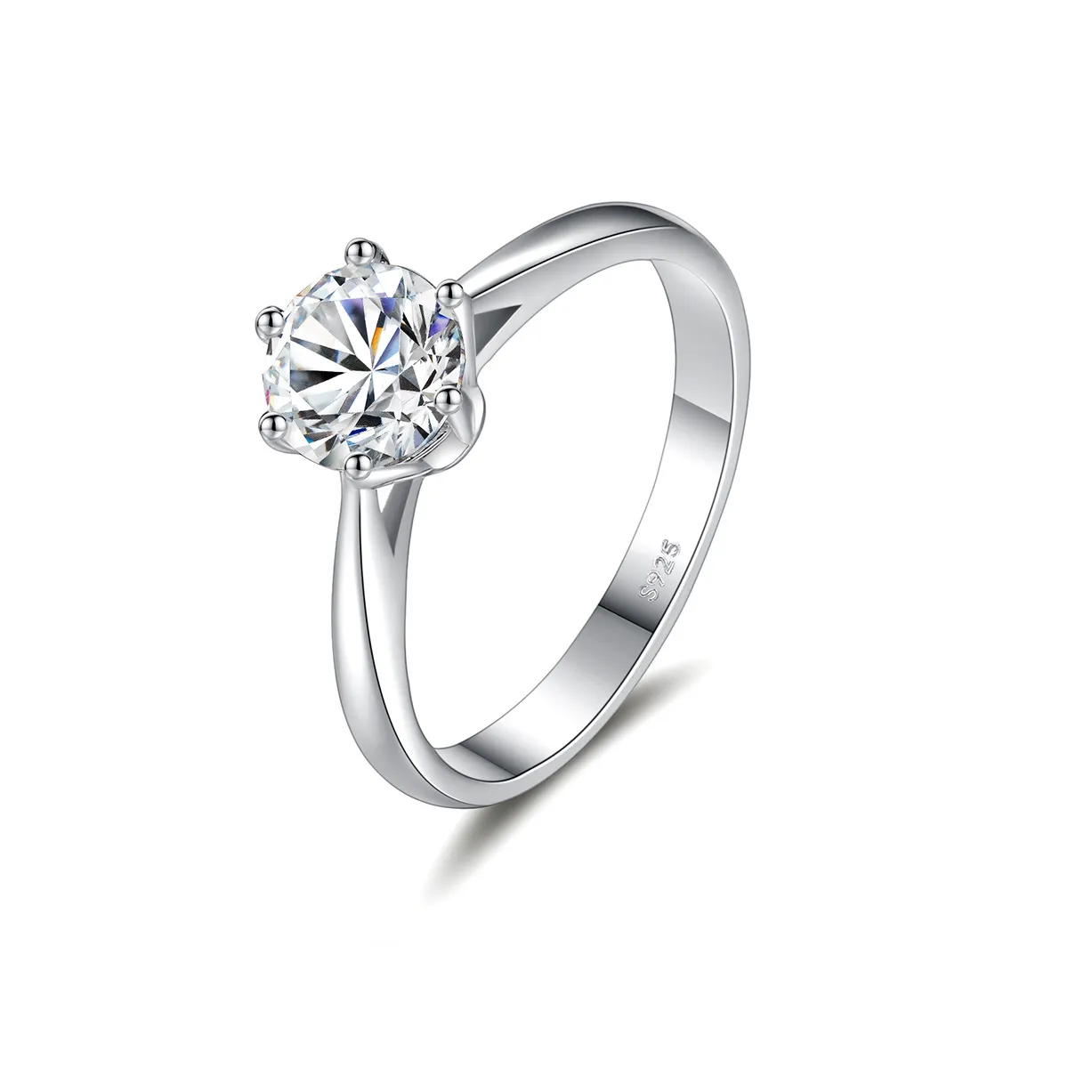 Moissanite Diamond Ring S925 Sterling Silver Six Claw Moissanite Luksusowy pierścionek Wedding Party Bride Pierścień Europejska gorąca moda