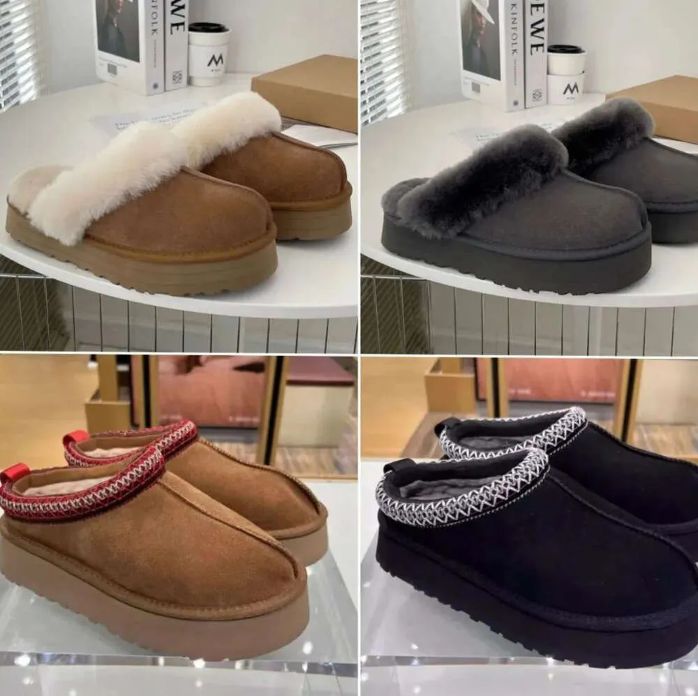 Fluffy Designer Pantofole Tasman marchio australiano Pantofole piattaforma graffi scarpe di lana pelliccia di pecora vera pelle inverno le donne amano Molto caldi Stivali di cotone invernali