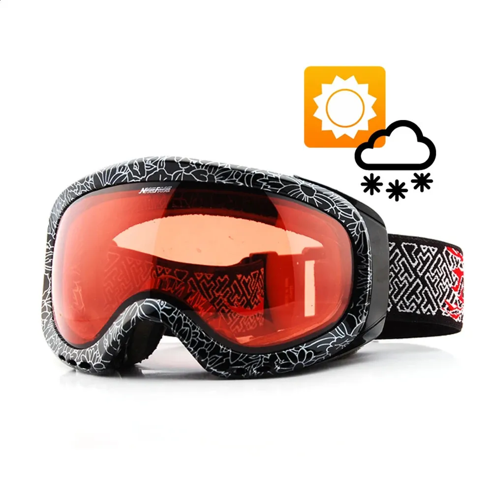 Skibril Overgangslens Pochromic Ski Snowboard Sneeuwbril Anticondens UV-bescherming Alle weersomstandigheden Nachtzicht Zonnige dag Heren Dames 231109