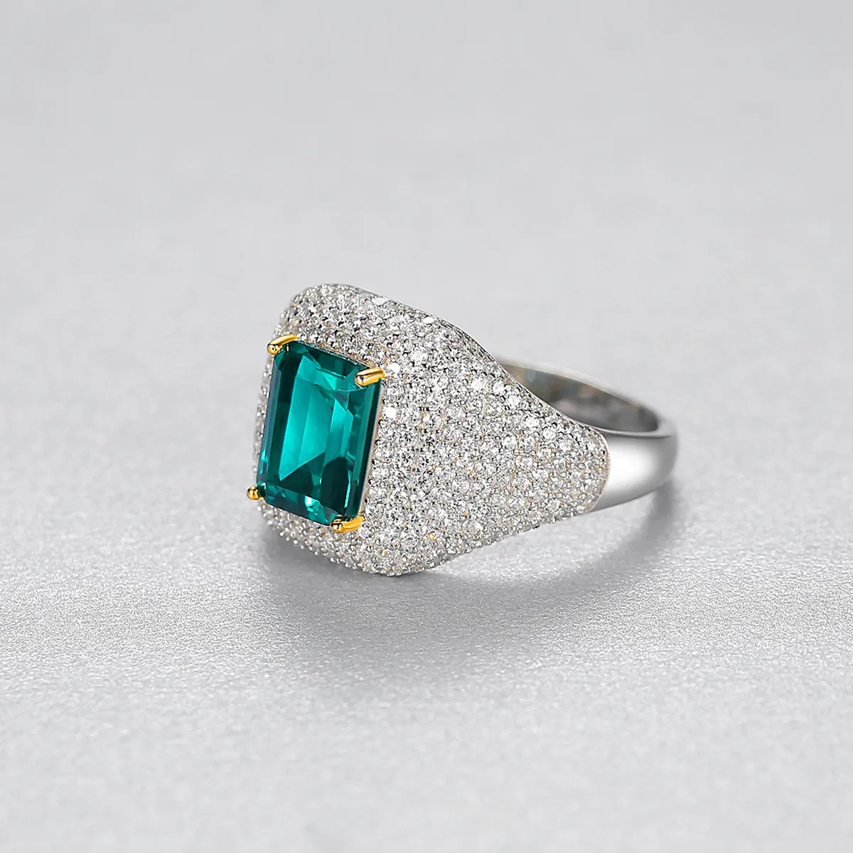 Retro Emerald Ring S925 Sterling Silver Full Diamond Pierścień Luksusowy Pierścień Europejski i amerykańska gorąca moda Wysokiej klasy Pierścień Walentynki Prezent Matki SPC SPC