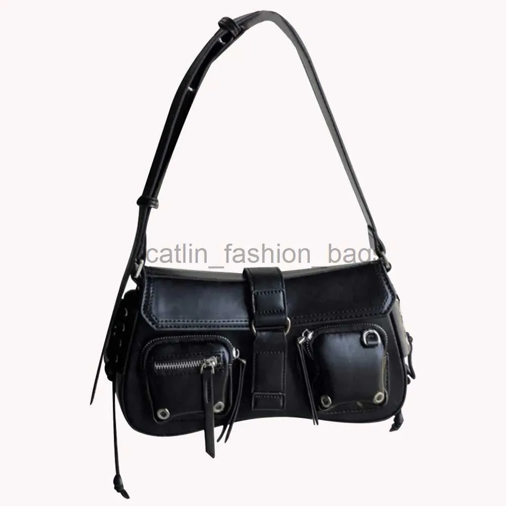 Bolsas de ombro Mulheres Punk Bag Pu Vintage Undermail Bag Multipocketock Strap Ajusta Ladies Fasion Bagcatlin_fashion_bags