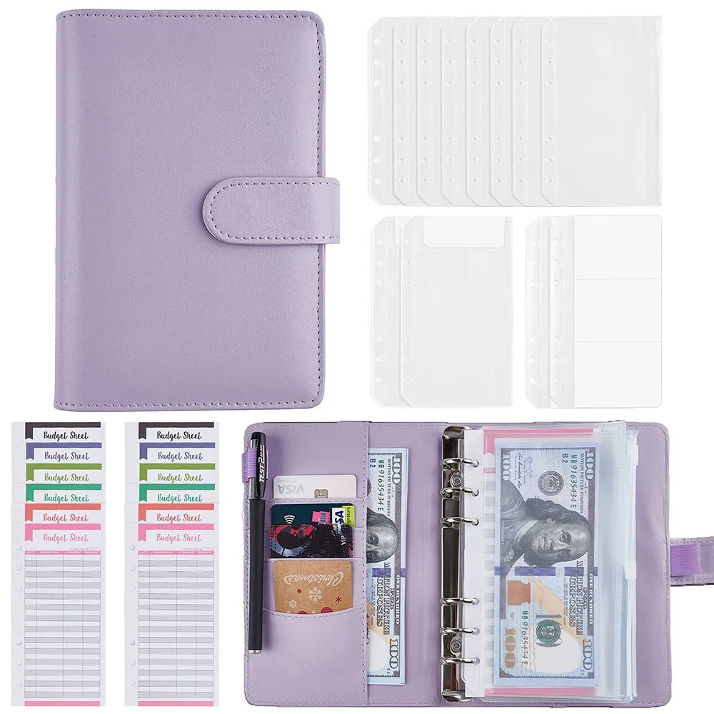 Notepads A6 Plant Cof Planner Planner Planner Folder 6hole Pocket Plastic Szipper Save Money Envelope 230408