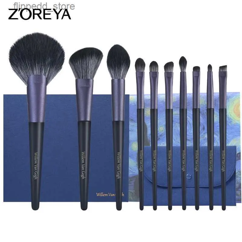 メイクアップブラシZOREYA 10PCS Starry Night Makeup Brushesセットアイシャドウパウダーファンデーションブラシメイクアップベストコンシーラー化粧品ツールQ231110