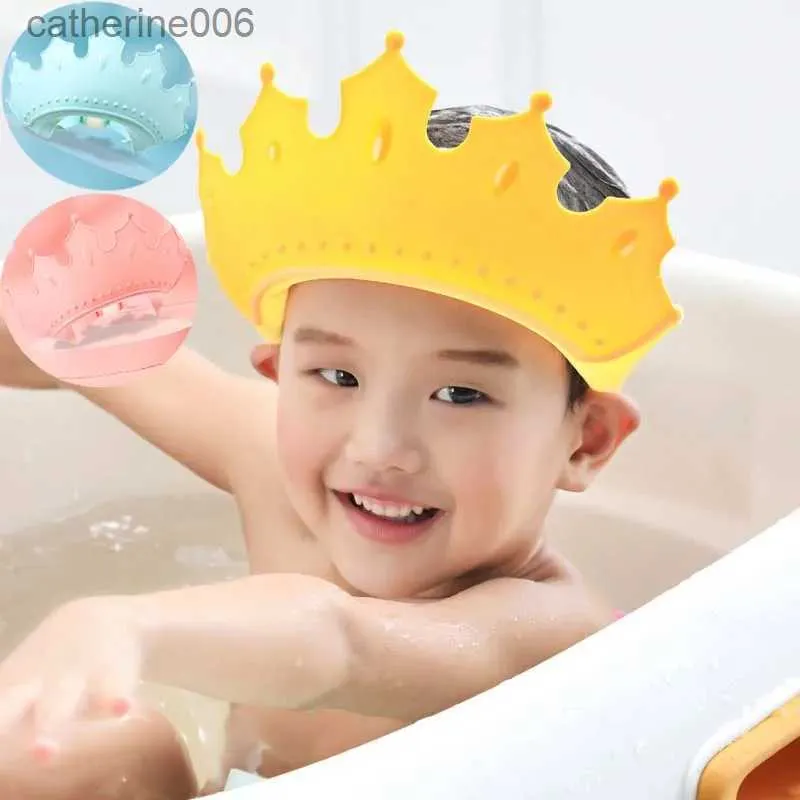 Czapki prysznicowe regulowane baby shower szampon korona miękka dzieci pranie do pieprzenia do włosów kapelusz do ochrony ucha dla dzieci osłona prysznic 231110
