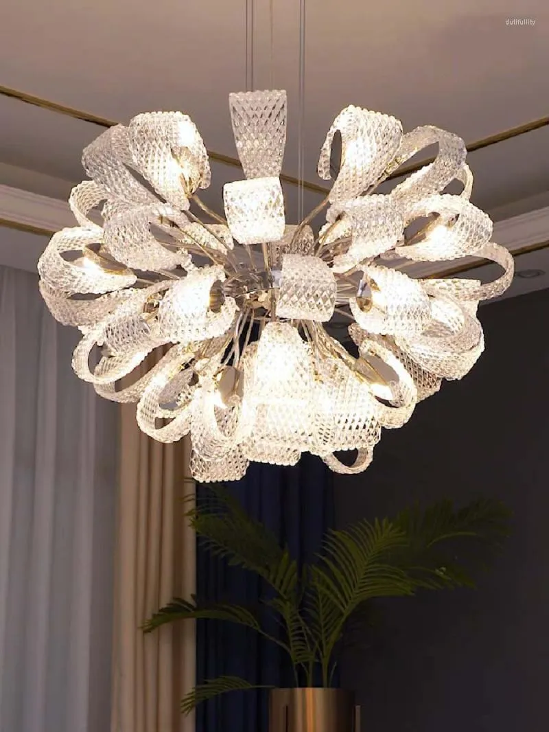 Lampadiers Lights Lights Lamp Lamp Design Luxury Crystal Glass Moderno soggiorno camera da letto Long Light Light