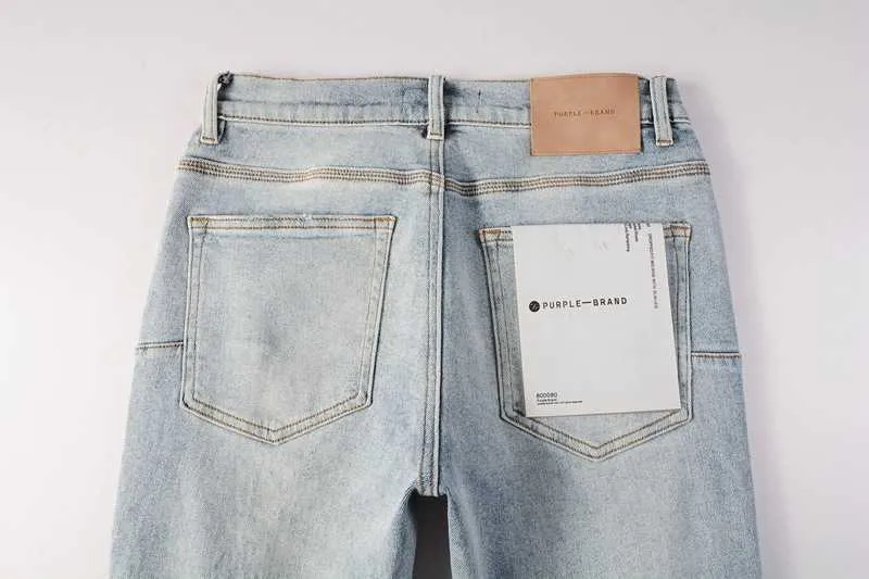 DHgate.com:Purple Brand Jeans Light Blue Knee Hole Slim