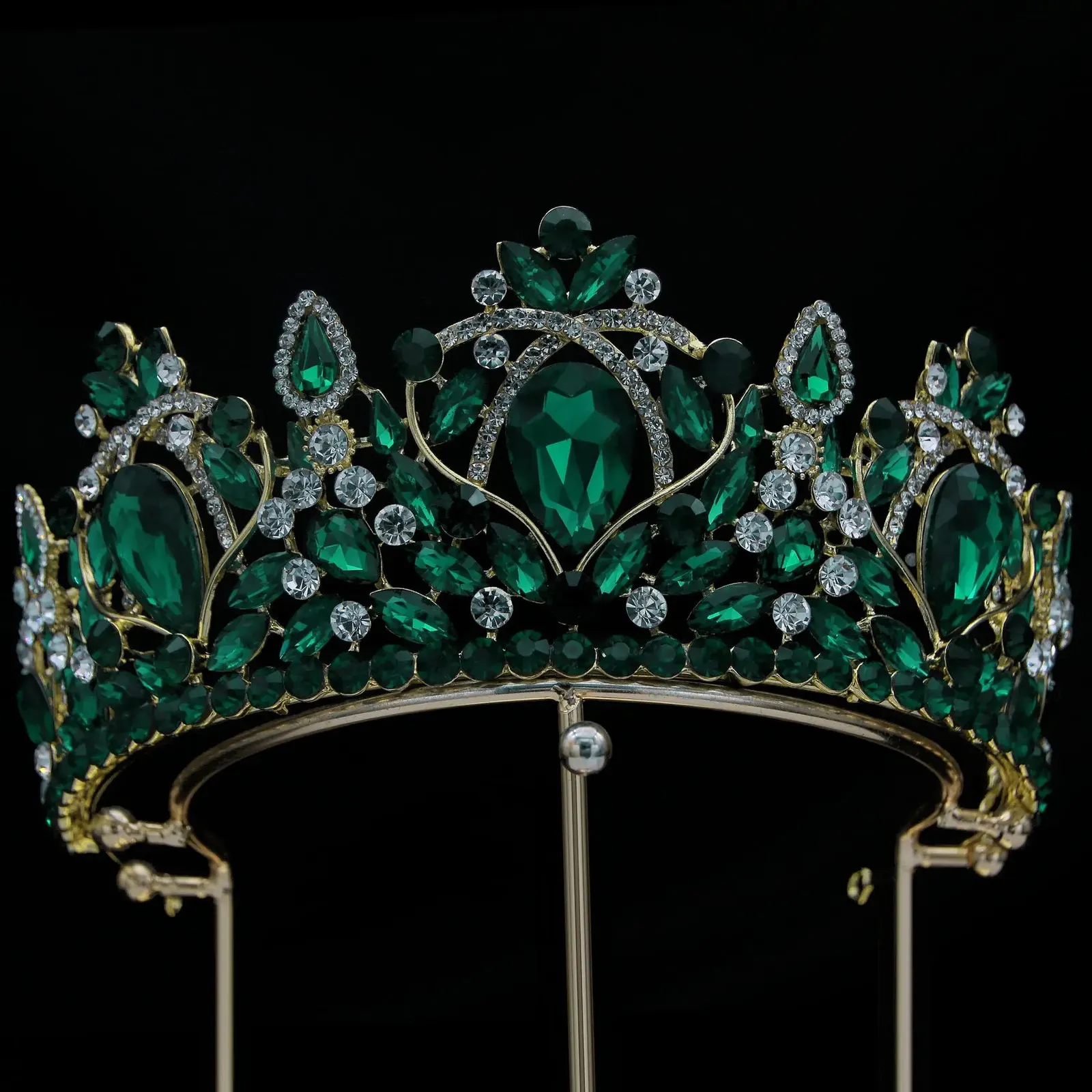 Повязки на голову DIEZI Baroque Green Bue Red Crystal Tiara Crown для женщин и девочек на свадьбу, винтажная свадебная корона, платье для волос, ювелирные аксессуары 231102