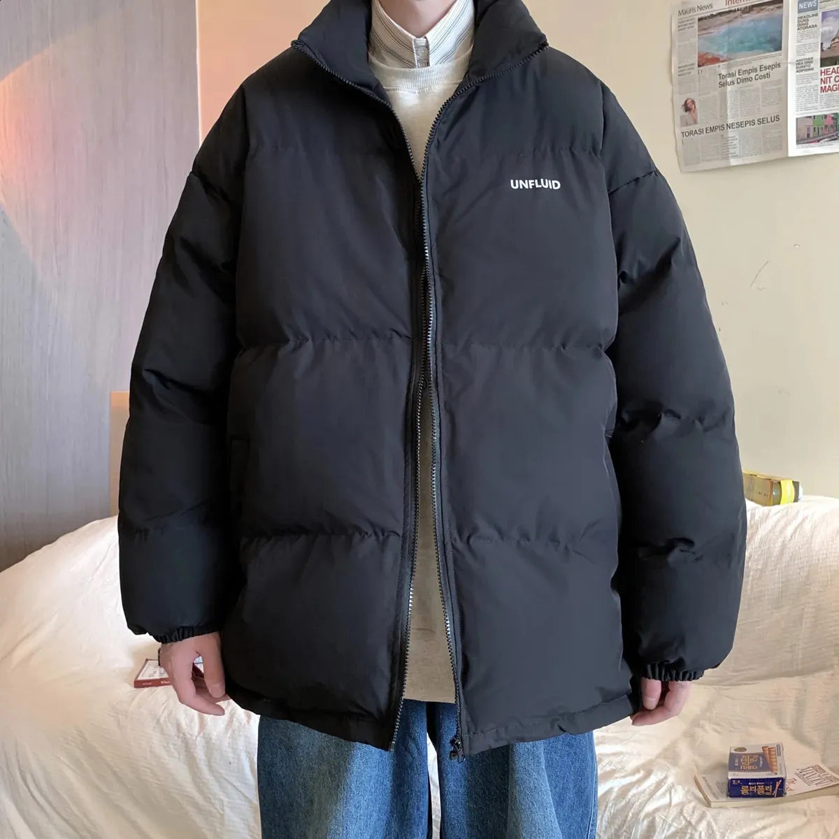 Men's Down Parkas Thicken Men Winter Jackets And Coats Harajuku Windbreaker Oversize Padded Parkas Clothing S-XXL 231109