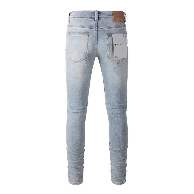 DHgate.com:Purple Brand Jeans Light Blue Knee Hole Slim