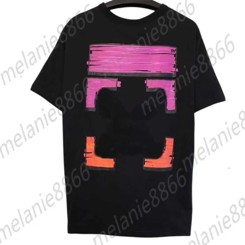 22ss Tide Brand Camisetas para hombre Manga corta Marcador de color Flecha Graffiti y Camiseta de cuello redondo para mujer