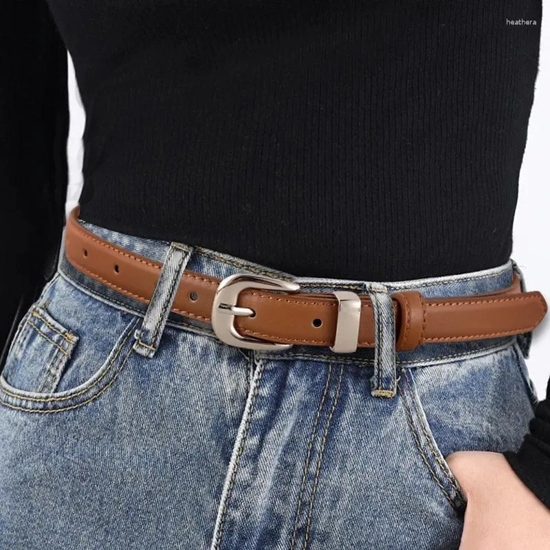 Belts Cowhide Women's Belt Casual Versatile Silver Buckle With Waist Closure Decoration Paired Suit Jeans