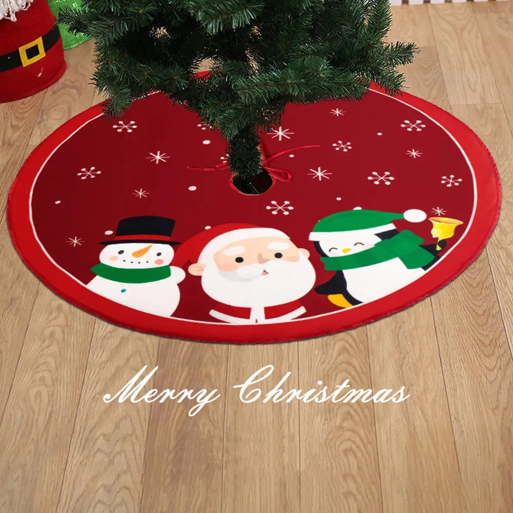 Christmas Decorations 607090Cm Christmas Tree Skirt Red Christmas Tree Foot Cover Santa Claus Snowflake Christmas Tree Carpet Base Mat Decorations 231110