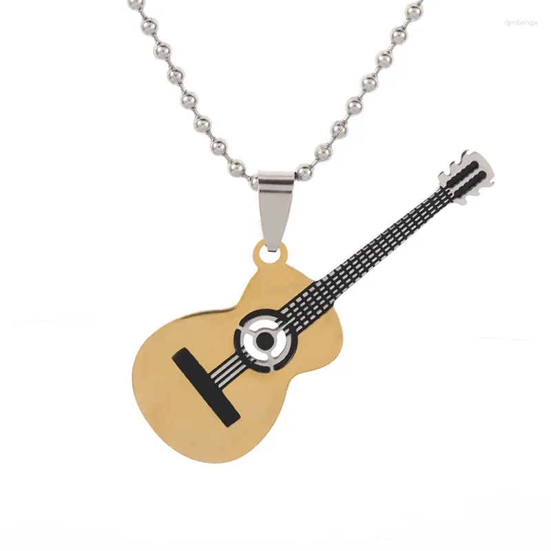 Pendant Necklaces Stainless Steel Guitar Men's Necklace Women's Guitarist Accessories Musician Souvenir Gifts