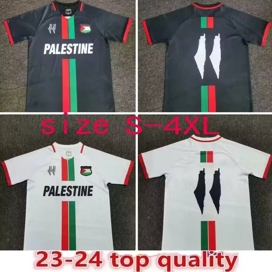 2023 2024 Palestino Mens Soccer Jerseys Jimenez Benitez Cortes Home Red White Away Black Football Shirts Kort ärm Vuxen uniformer