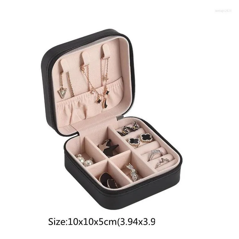 Storage Boxes Bins Pink Jewelry Organizer Box Ring Earrings Jewel Jewlery Juwellery Case Makeup Cosmetic Stand Wholesale Bk Access Dhnch