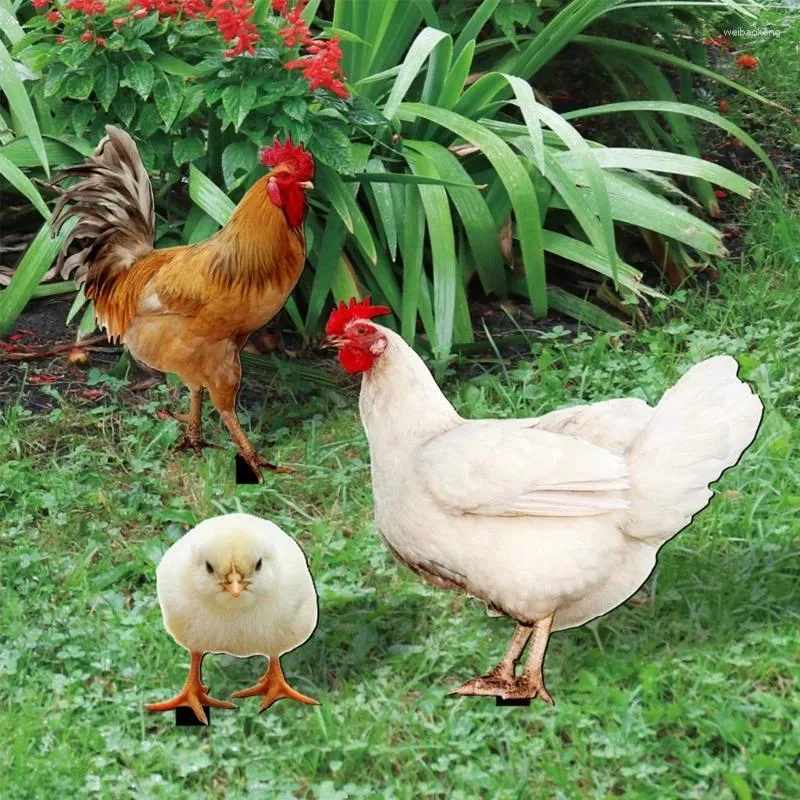 Garden Decorations 3pcs Chicken Yard Sign Stakes For Outdoor Lawn Decoration Drop